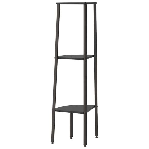 Ъглова етажерка с 3 рафта черна 45,5x31,5x120 см