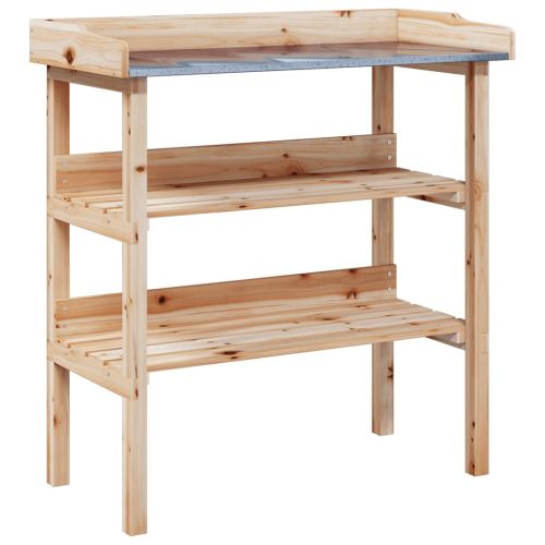 Маса за разсаждане с рафтове 78x38x82,5 см масивна ела