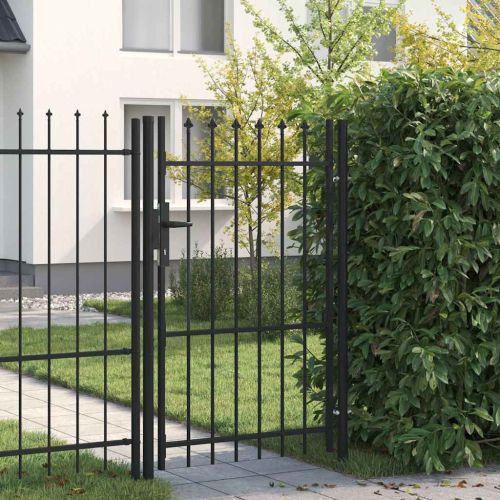 Оградна порта BOXTEL с единична врата с шипове отгоре, стомана, 1x1,5 м, черна