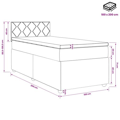 Континентално легло с матрак Синьо 100 x 200 cm Текстил