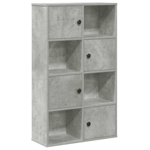 Библиотека, бетонно сива, 60x24x101,5 см, инженерно дърво