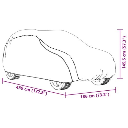Покривало за кола, за SUV, с каишки, цяло, сребрист, M, PEVA