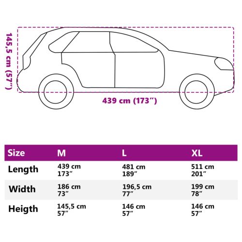 Покривало за кола, за SUV, с каишки, цяло, сребрист, M, PEVA