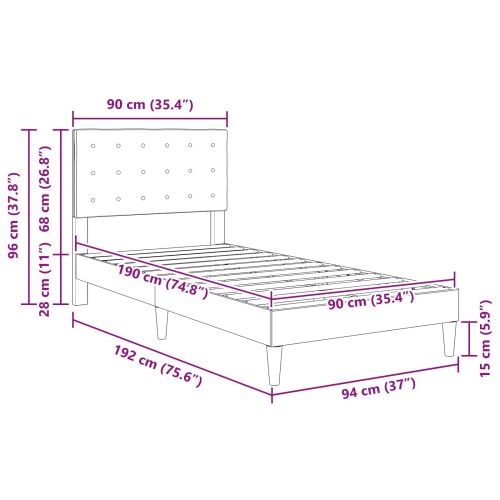 Рамка за легло с таблото Синьо 90 x 190 cm Текстил