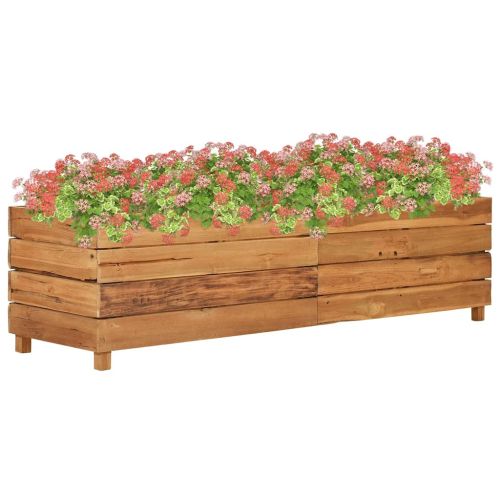 Повдигната леха 150x40x38 см рециклирано тиково дърво и стомана