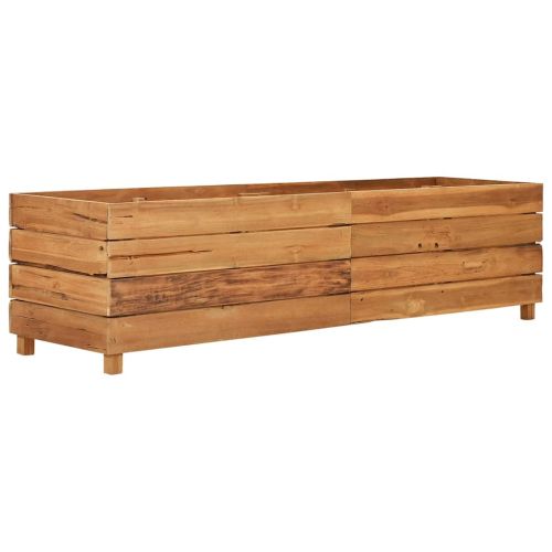Повдигната леха 150x40x38 см рециклирано тиково дърво и стомана