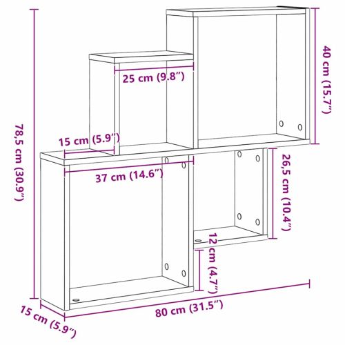 Стенен рафт Монтиране на стена Черния дъб 80 x 15 x 78,5 см