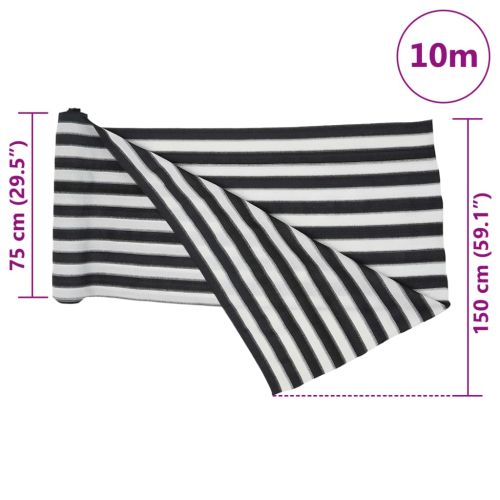 Засенчваща мрежа антрацит и бял 1,5x10 м HDPE 150 г/м²