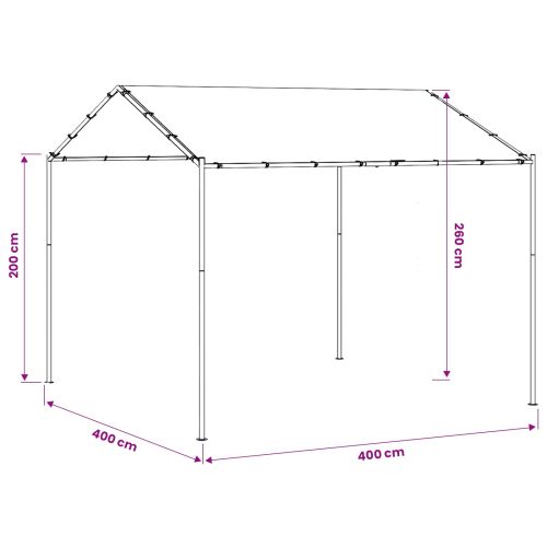 Шатра 4 x 4 x 2,6 м Бяло Стомана и полиester 180 gsm