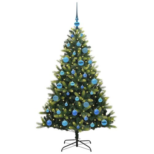 Изкуствен коледен дърво с панти 150 LEDs Зелено 150 cm PVC и PE