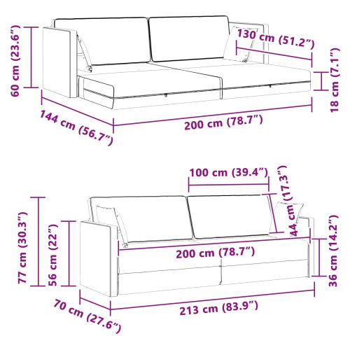 Диван-легло за под Тъмен сив 213 x 70 x 77 см Кадифе