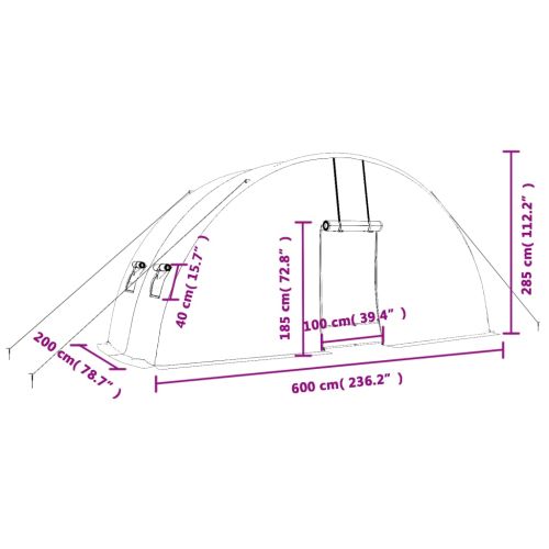 Оранжерия със стоманена рамка зелена 12 м² 6x2x2,85 м