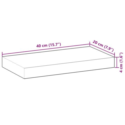 Плаващи рафтове, 3 бр., 40x20x4 см, необработена масивна дървесина, акация