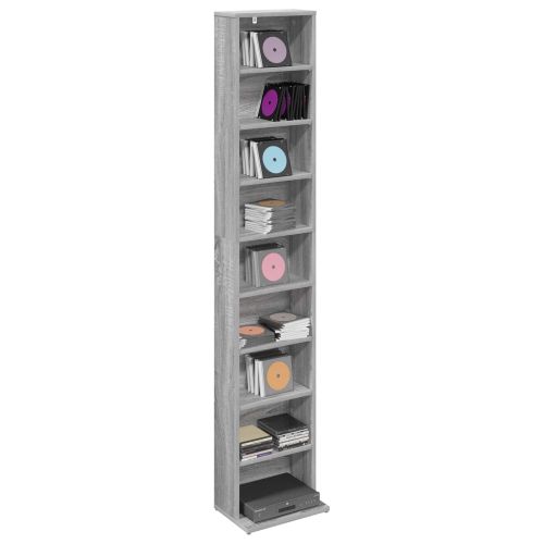Кабинет за CD Сив Сонома 33 x 23,5 x 175 см Инженерна дървесина