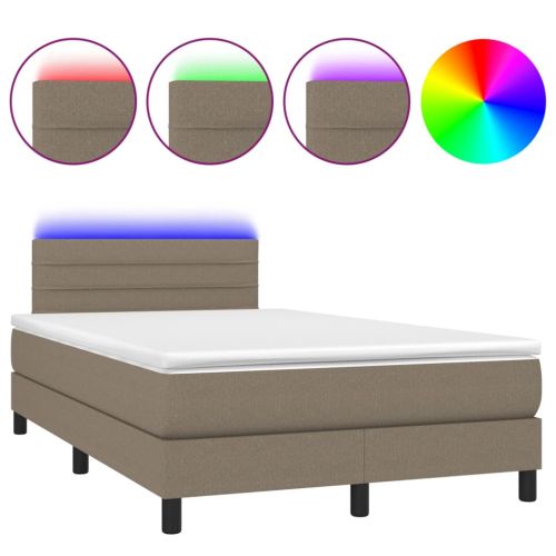 Боксспринг легло с матрак и LED, таупе, 120x190 см, плат