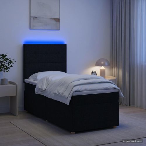 Континентално легло с матрак Черно 90 x 190 cm Текстил
