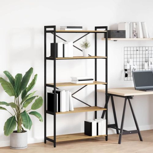 Рафт за книги 80 x 30 x 155 см Инженерна дървесина Дъб