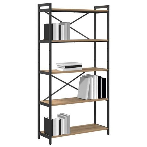 Рафт за книги 80 x 30 x 155 см Инженерна дървесина Дъб