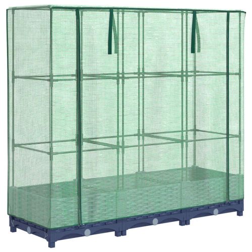 Повдигнато легло с покривало за оранжерия, ратанова имитация, 120x40x123 см
