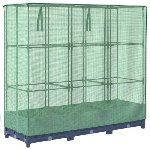 Повдигнато легло с покривало за оранжерия, ратанова имитация, 120x40x123 см