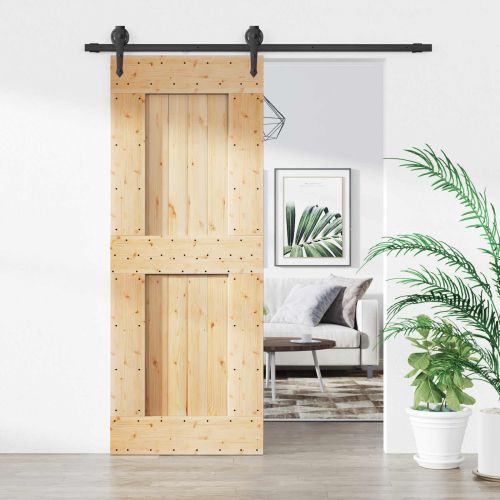 Преплъзваща се врата Естествено и черно 80 x 210 cm