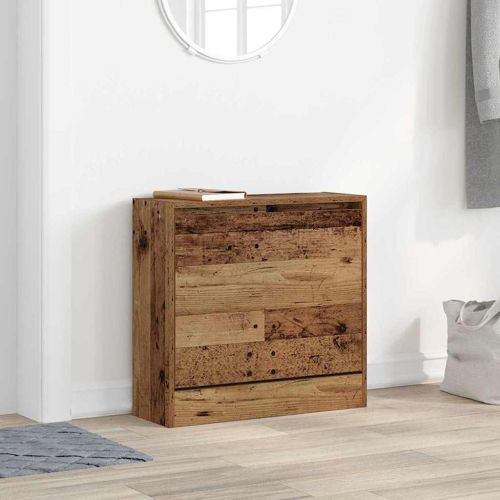 Шкаф за обувки 60 x 21 x 57 cm Инженерна дървесина Старо дърво