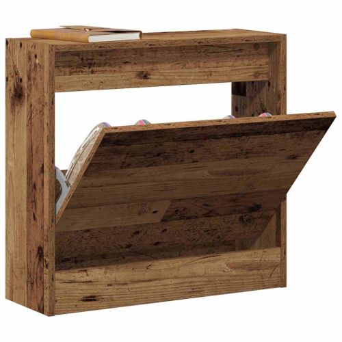 Шкаф за обувки 60 x 21 x 57 cm Инженерна дървесина Старо дърво