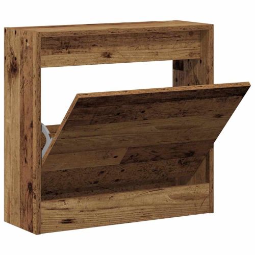 Шкаф за обувки 60 x 21 x 57 cm Инженерна дървесина Старо дърво