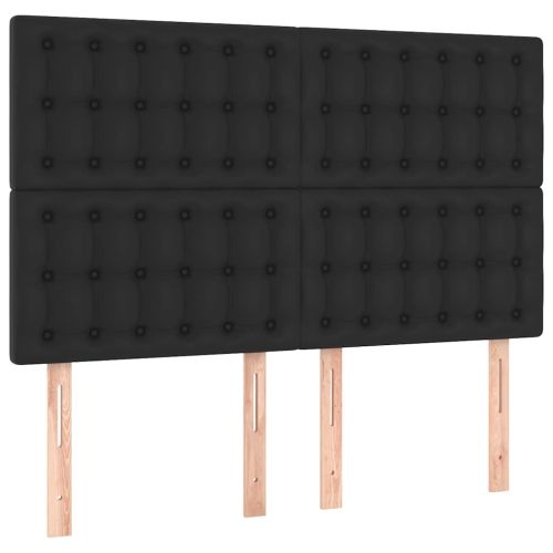 LED горна табла за легло,черна,144x5x118/128см, изкуствена кожа