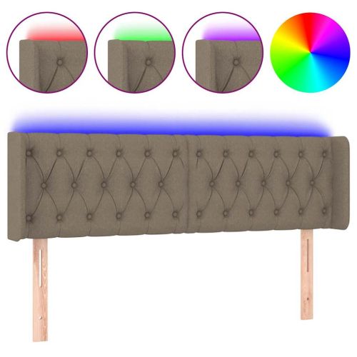 LED горна табла за легло, таупе, 163x16x78/88 см, плат