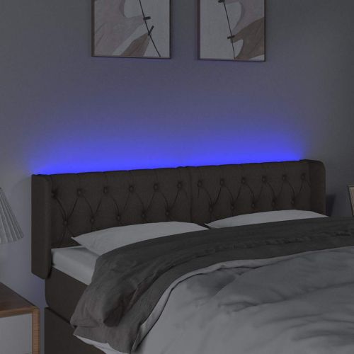 LED горна табла за легло, таупе, 163x16x78/88 см, плат