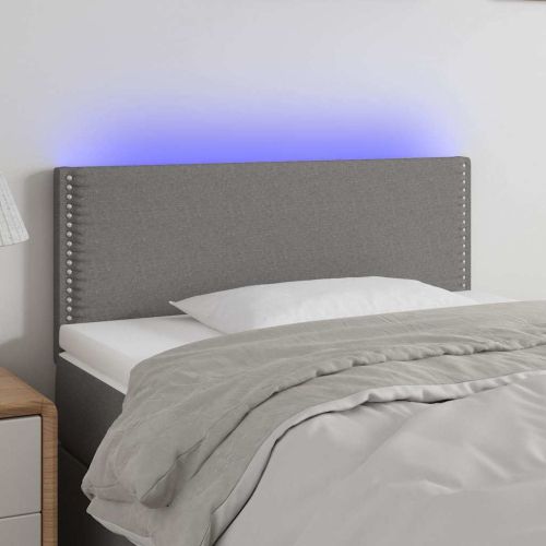 LED горна табла за легло, тъмносива, 90x5x78/88 см, плат