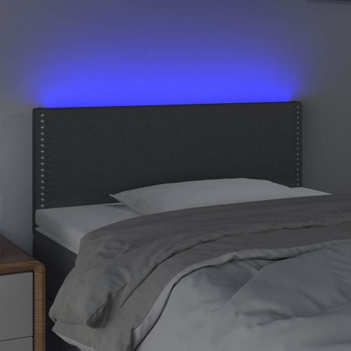 LED горна табла за легло, тъмносива, 90x5x78/88 см, плат