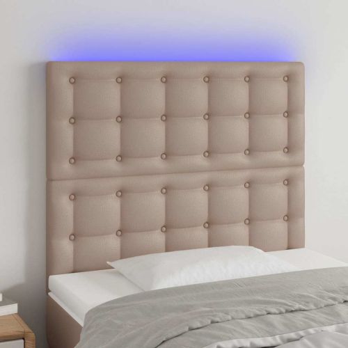 LED горна табла за легло, капучино, 90x5x118/128 см