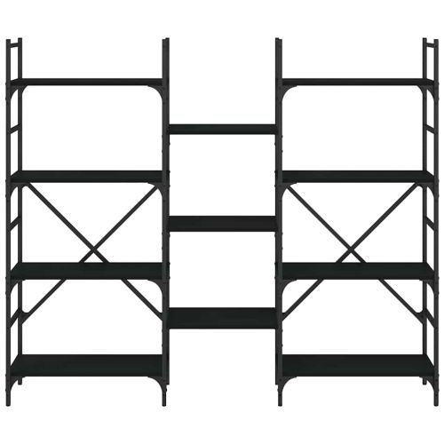 Етажерка за книги черна 160x28,5x136,5 см инженерно дърво