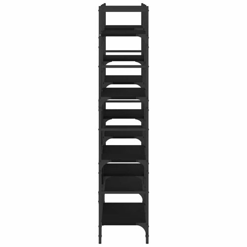 Етажерка за книги черна 160x28,5x136,5 см инженерно дърво