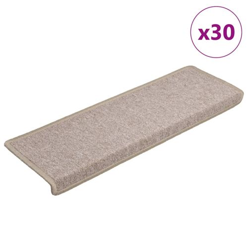 Изтривалки за стълби, 30 бр., 65x21x4 см, бежови, правоъгълни, кант