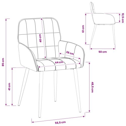 Обедени столове 6 бр. Кадифе Тъмносиво 56,5 x 50 x 85 см