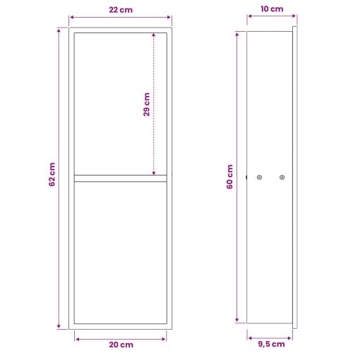 Нишата за душ Черно 60 x 20 x 9,5 см Неръждаема стомана