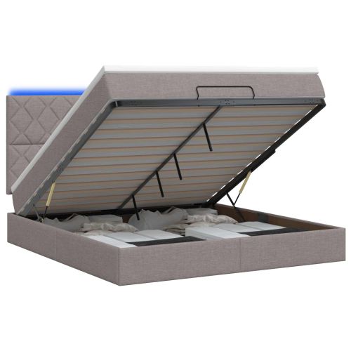 Отоман с матрак и LED с LED ленти Таупе 140 x 190 cm Текстил
