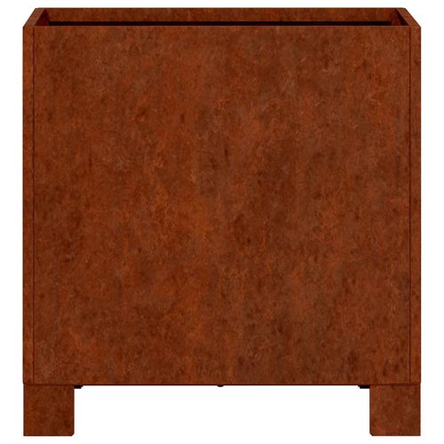 Кашпи с крака, 2 бр, ръждиво, 30x30x30 см, кортенова стомана