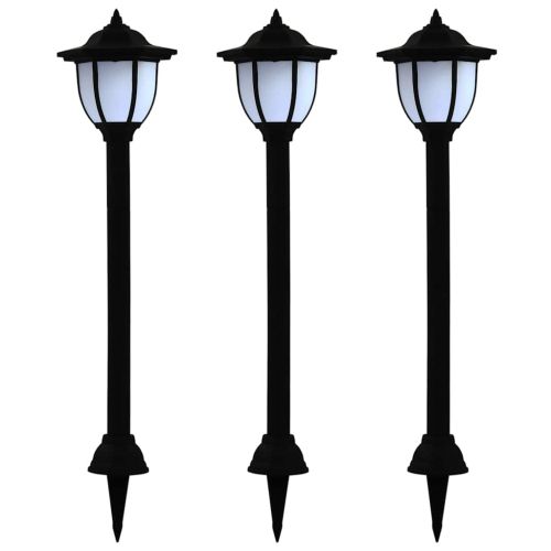 Градински соларни лампи, 3 бр, LED, черни