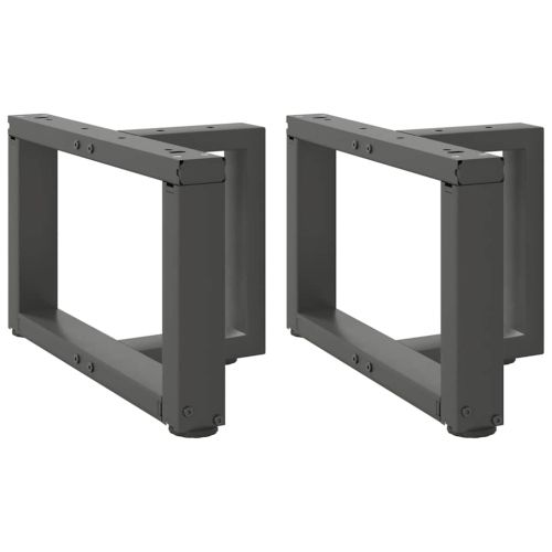 Крака за масичка за кафе, Т-образни, 2 бр., антрацит, 40x25x(30-31) см, стомана