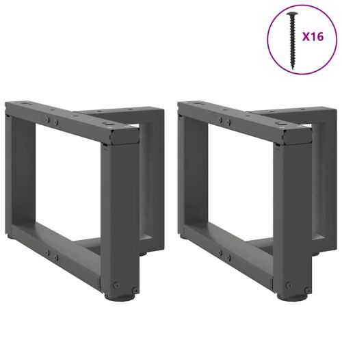 Крака за масичка за кафе, Т-образни, 2 бр., антрацит, 40x25x(30-31) см, стомана