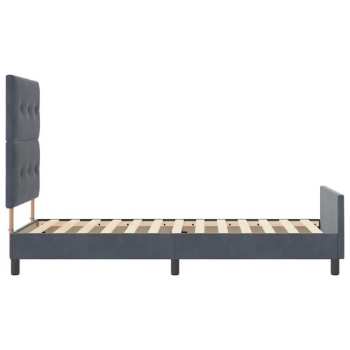 Легло с пружинирана основа Тъмносив 90 x 200 cm Кадифе