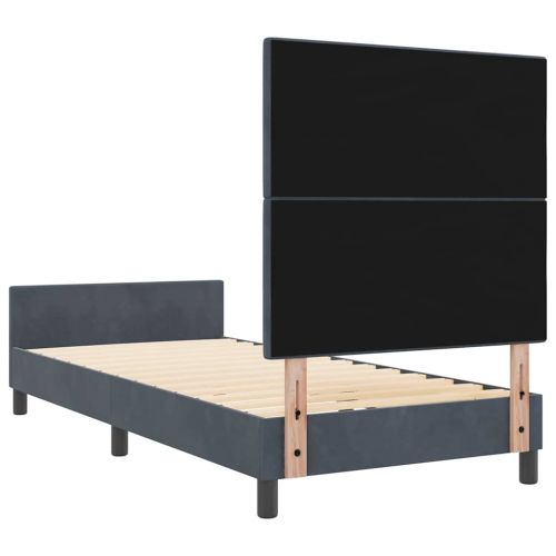 Легло с пружинирана основа Тъмносив 90 x 200 cm Кадифе