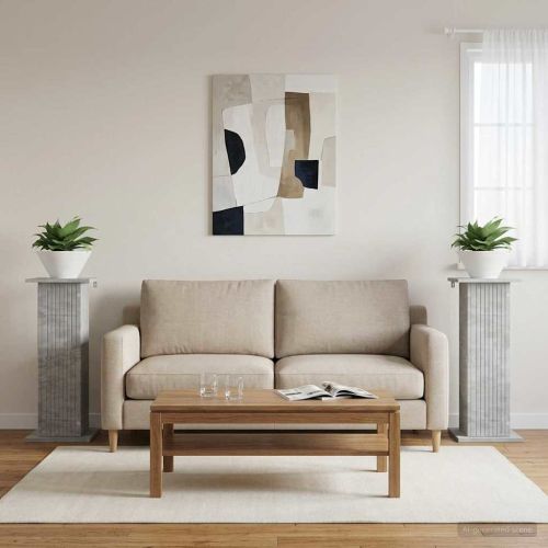 Стойка за растения 2 бр. Бетонно сиво 30,5 x 30 x 80,5 см