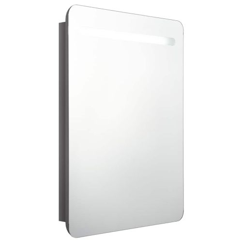 LED шкаф с огледало за баня, сияйно сиво, 60x11x80 см