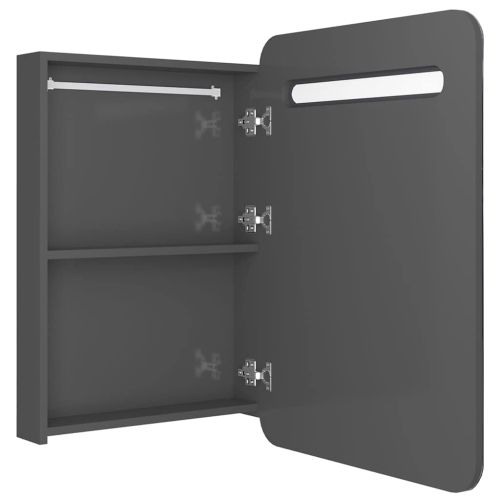 LED шкаф с огледало за баня, сияйно сиво, 60x11x80 см
