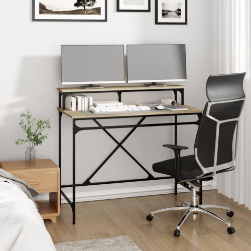 Бюро, дъб сонома, 100x50x90 см, инженерно дърво и желязо
